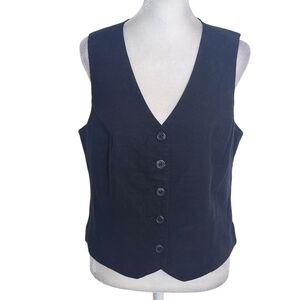 Express Black Linen Button-Up Vest Size XXL NWT Linen Blend Vest